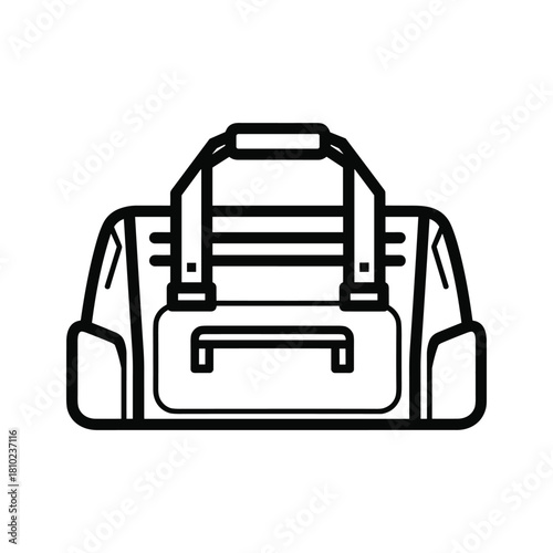 Simple line art icon of a duffel bag for travel and sports