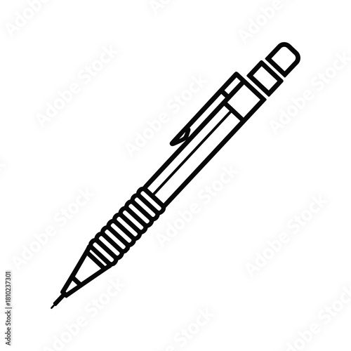 Simple line drawing of a mechanical pencil on a white background