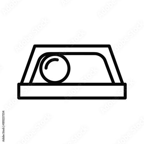 Simple line art icon of a roller ball pen nib and ink reservoir