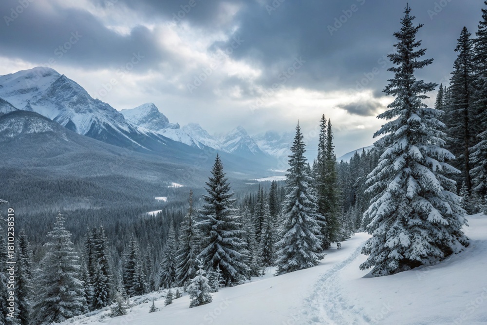 Fototapeta premium Snow-capped mountain forest.Winter landscape. 