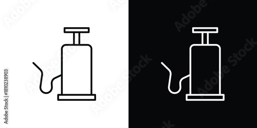 Air pump icons pack. Set of black and white liner stroke symbols