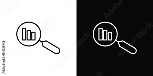 Analysis icons pack. Set of black and white liner stroke symbols