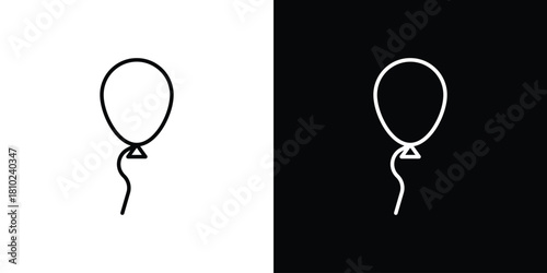 Balloon icons pack. Set of black and white liner stroke symbols