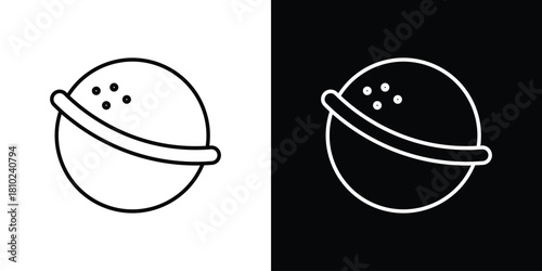 Bath salts bomb icons pack. Set of black and white liner stroke symbols