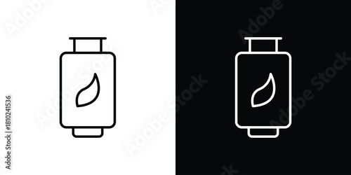 Biogas icons pack. Set of black and white liner stroke symbols