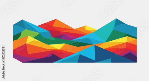 Abstract geometric mountain landscape illustration colorful modern design