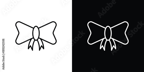 bowknot icons pack. Set of black and white liner stroke symbols