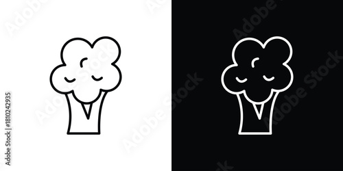 Broccoli icons pack. Set of black and white liner stroke symbols