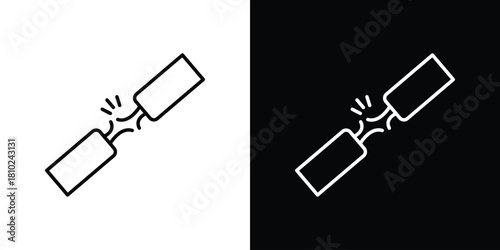 Broken Wire Icon icons pack. Set of black and white liner stroke symbols