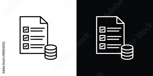 Budget planning icons pack. Set of black and white liner stroke symbols