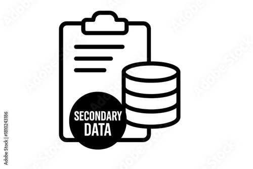 Secondary data collection and storage represented by clipboard and database
