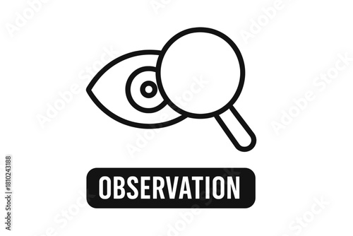 Minimalist outline symbol of an eye and magnifying glass for observation and search