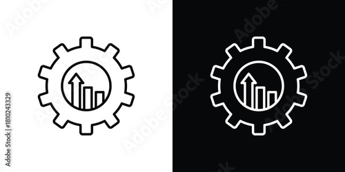 Business development icons pack. Set of black and white liner stroke symbols