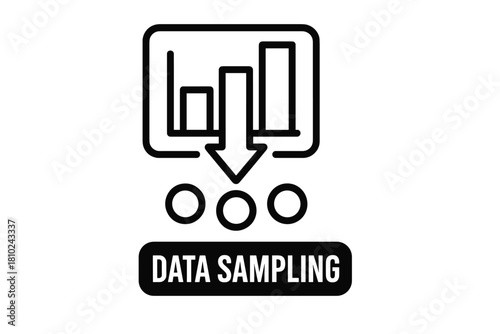 Data sampling process from statistical bar chart black and white graphic