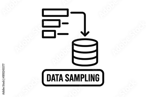 Data sampling process showing information flow from multiple sources into a central database storage system