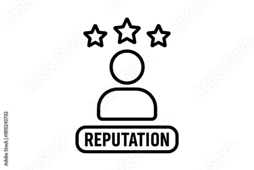 Customer profile rating with three stars symbolizing reputation and quality service