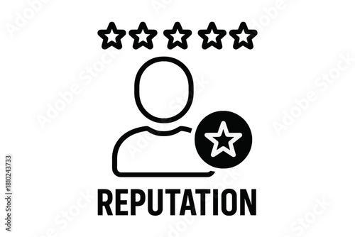 Outline symbol for user reputation and customer service rating system featuring five stars