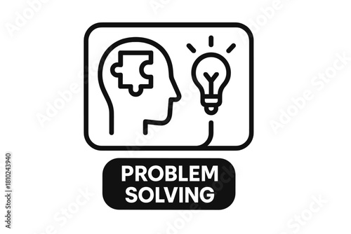 Human head profile with puzzle piece and light bulb representing problem solving and idea generation