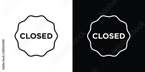 Closed sign icons pack. Set of black and white liner stroke symbols