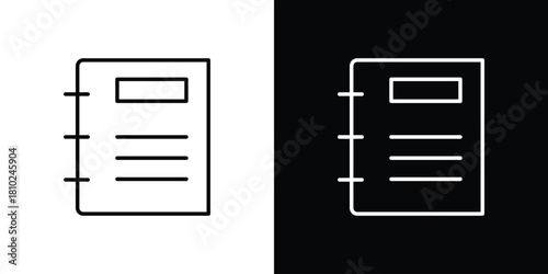 Contact book icons pack. Set of black and white liner stroke symbols