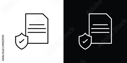 Contract coverage icons pack. Set of black and white liner stroke symbols
