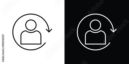 Customer retention icons pack. Set of black and white liner stroke symbols