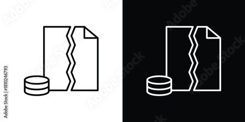 Data loss icons pack. Set of black and white liner stroke symbols