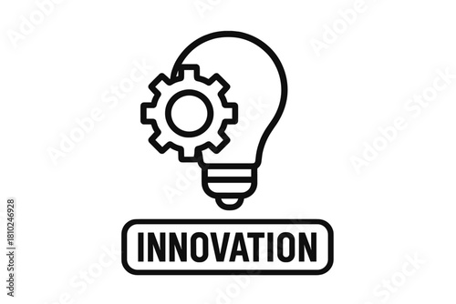Light bulb and gear icon representing creative idea generation and innovation process