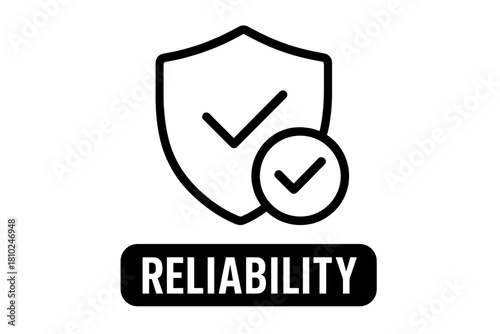 Reliability security shield with checkmarks for trust, guarantee, and quality assurance