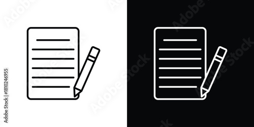 Declarations icons pack. Set of black and white liner stroke symbols