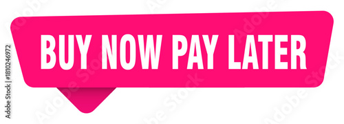buy now pay later magenta sticker isolated on transpatent background. buy now pay later sign