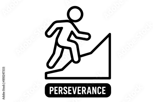 Person climbing steep slope symbolizing perseverance ambition and success
