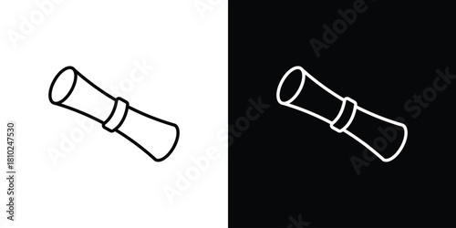 Diploma icons pack. Set of black and white liner stroke symbols