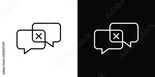 Disagreement icons pack. Set of black and white liner stroke symbols