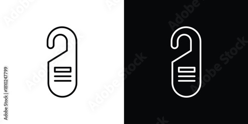 Door hanger icons pack. Set of black and white liner stroke symbols