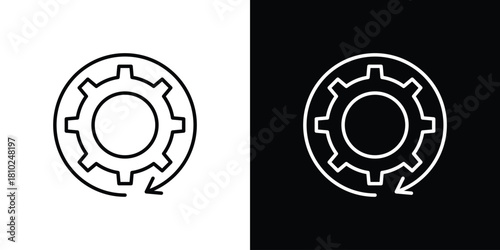Efficiency icons pack. Set of black and white liner stroke symbols