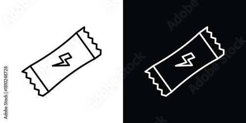 Energy bar icons pack. Set of black and white liner stroke symbols