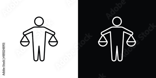 Ethics icons pack. Set of black and white liner stroke symbols