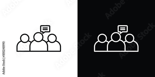 Expert opinion icons pack. Set of black and white liner stroke symbols