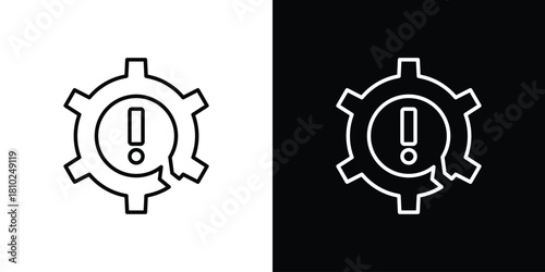 Failure icons pack. Set of black and white liner stroke symbols