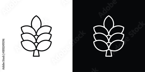 Fir cone icons pack. Set of black and white liner stroke symbols