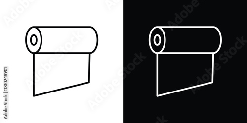 foil roll icons pack. Set of black and white liner stroke symbols