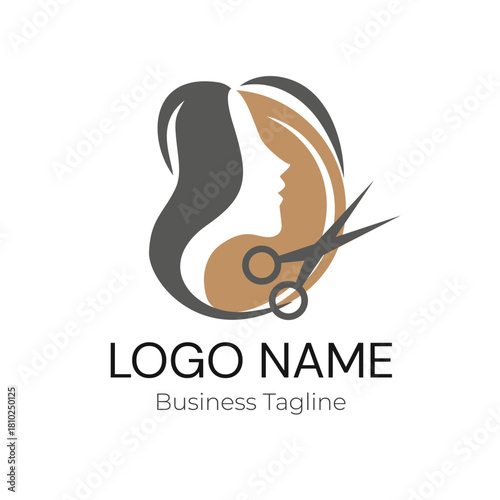 Logo Gold Beauty Hair Salon Vector Design Template