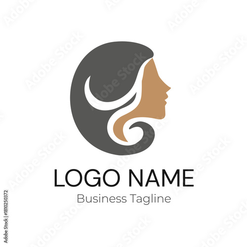 Logo Gold Beauty Hair Salon Vector Design Template