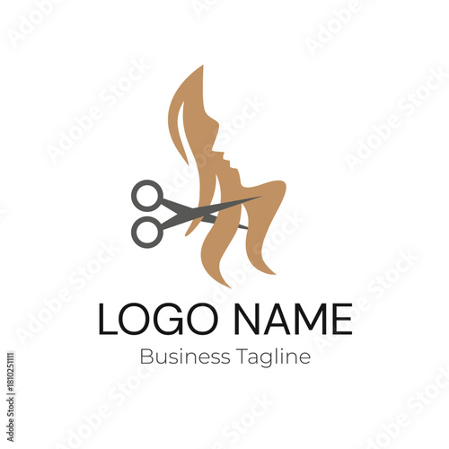 Logo Gold Beauty Hair Salon Vector Design Template