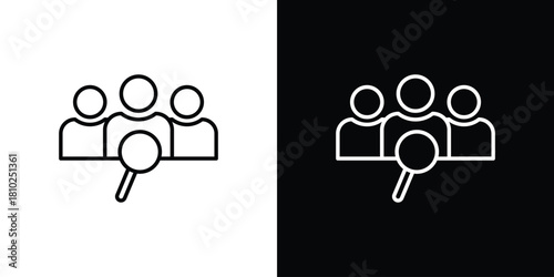 Hiring icons pack. Set of black and white liner stroke symbols