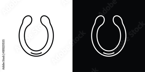 Horseshoe icons pack. Set of black and white liner stroke symbols