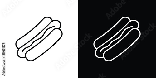 Hot dog icons pack. Set of black and white liner stroke symbols