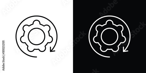 Implement icons pack. Set of black and white liner stroke symbols