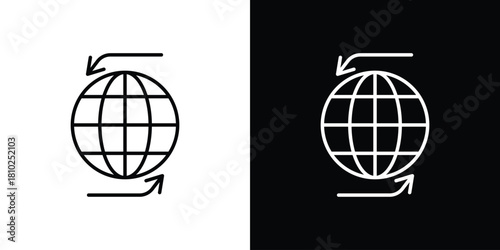 Import and export icons pack. Set of black and white liner stroke symbols